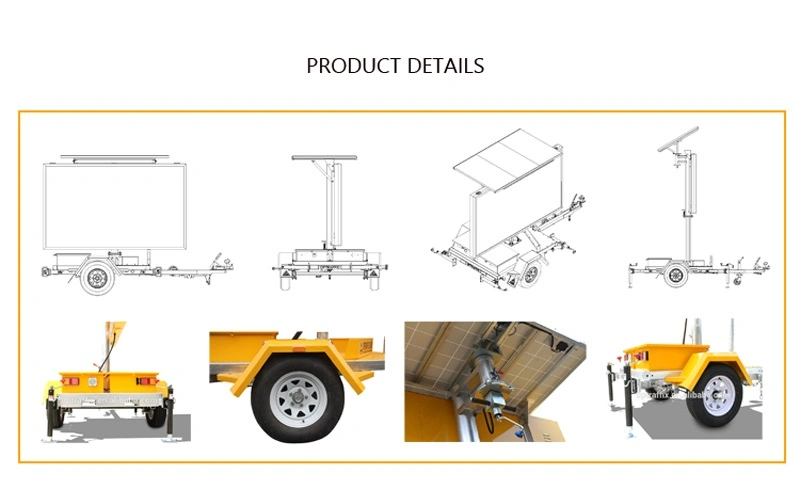 Lowest Power Consumption for Long Operation Trailer-Mounted Solar Charge Battery Powered LED Changeable Message Boards